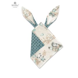 Jucarie textila senzoriala, MimiNu, Moale, Cu doua fete, 30 x 30 cm, Din tesatura minky si bumbac, Materiale certificate Oeko Tex Standard 100, Minky Zoo On Bikes Nugat