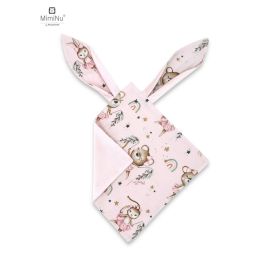 Jucarie textila senzoriala, MimiNu, Moale, Cu doua fete, 30 x 30 cm, Din tesatura de catifea si bumbac, Materiale certificate Oeko Tex Standard 100, Velvet Little Ballerina Pink