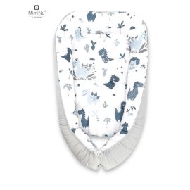 Cosulet bebelus, MimiNu, Pentru dormit, Baby Cocoon 75x55 cm, Husa 100% bumbac, Din bumbac certificat Oeko Tex Standard 100, Dino Granat