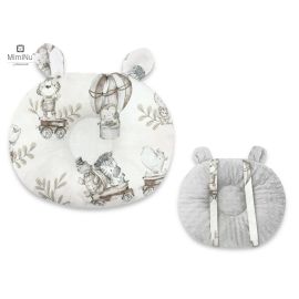 Perna bebelusi, MimiNu, Ursulet, Multifunctionala, Cu doua fete, Tesatura pufoasa minky si bumbac, Materiale certificate Oeko Tex Standard 100, Design, Minky Zoo on Bikes Beige