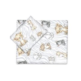 Set pentru carucior, MimiNu, Cu pernuta si paturica, Cu huse detasabile si lavabile, Din bumbac certificat Oeko Tex Standard 100, Safari Natural