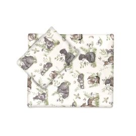 Set pentru carucior, MimiNu, Cu pernuta si paturica, Cu huse detasabile si lavabile, Din bumbac certificat Oeko Tex Standard 100, Design, Calm Forest Natural