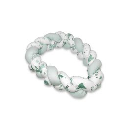 Protectie laterala, MimiNu, Pentru patut bebe, Tip Bumper impletit, Din bumbac, Din materiale certificate Oeko Tex Standard 100, Lungime 220 cm, Dino Mint