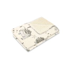 MimiNu - Paturica calduroasa si pufoasa, Cu doua fete, Dimensiune 70x100 cm, Din tesatura imitatie de lana si bumbac, Materiale certificate Oeko Tex Standard 100, Ecru Seal Beige