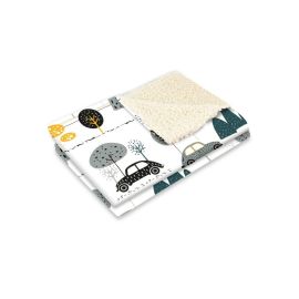 MimiNu - Paturica calduroasa si pufoasa, Cu doua fete, Dimensiune 70x100 cm, Din tesatura imitatie de lana si bumbac, Materiale certificate Oeko Tex Standard 100, Ecru Childrens Journey Grey