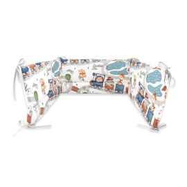 Aparatoare pentru patut, MimiNu, Din bumbac certificat Oeko Tex Standard 100, 180x30 cm, Cu panglici, Design, Zoo in train