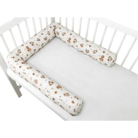 Aparatoare pentru patut, MimiNu, Tip rulou, Cu husa detasabila, Lungime 180 cm, Din bumbac certificat Oeko Tex Standard 100, Design, Ducklings Beige