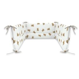 Aparatoare pentru patut, Qmini, Din bumbac certificat Oeko Tex Standard 100, 180x30 cm, Cu panglici, Teddy Toys