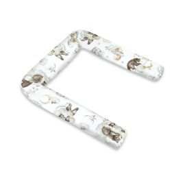 Aparatoare pentru patut, Qmini, Tip rulou, Cu husa detasabila, Lungime 180 cm, Din bumbac certificat Oeko Tex Standard 100, Teddy Bear and Friends Beige