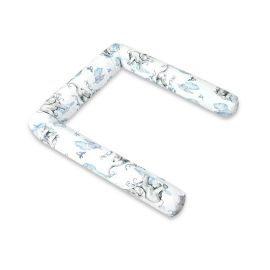 Aparatoare pentru patut, Qmini, Tip rulou, Cu husa detasabila, Lungime 180 cm, Din bumbac certificat Oeko Tex Standard 100, Elephants on Rainbow Blue