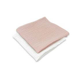 Set 2 museline, Qmini, Multifunctionale, Din material certificat Oeko Tex Standard 100, 30x30 cm, Powder Pink si Cream