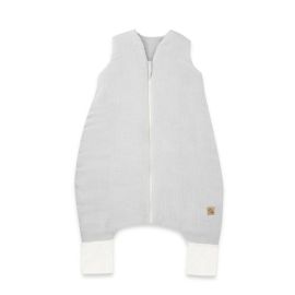 Sac de dormit, Qmini, Cu picioruse, De iarna, Din muselina dubla, Cu fermoar pe mijloc, 90 cm, S, Material certificat Oeko Tex Standard 100, Gray