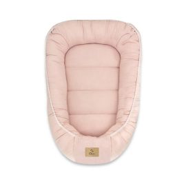Cosulet bebelus, Qmini, Pentru dormit, Baby Nest 55 x 75 cm, Husa 100% muselina dubla, Material certificat Oeko Tex Standard 100, Powder Pink