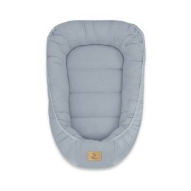 Cosulet bebelus, Qmini, Pentru dormit, Baby Nest 55 x 75 cm, Husa 100% muselina dubla, Material certificat Oeko Tex Standard 100, Jeans