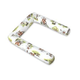 Aparatoare pentru patut, Qmini, Tip rulou, Cu husa detasabila, Lungime 180 cm, Din bumbac certificat Oeko Tex Standard 100, Fox on bikes Natural