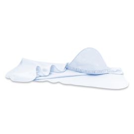 Prosop cu gluga, MimiNu, Mare, Cu volanas, Dimensiune 100x100 cm, Din bumbac si thermo fleece, Materiale certificate Oeko Tex Standard 100, Colectia Royal, Blue