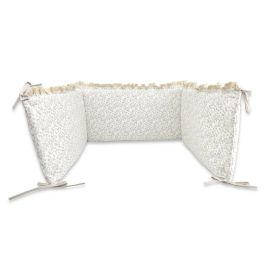 Aparatoare pentru patut, MimiNu, Premium, Cu volanase si dantela, Din bumbac certificat Oeko Tex Standard 100, 180x30 cm, Cu panglici, Meadow