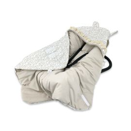 Paturica calduroasa, MimiNu, Premium, Pentru scoica, scaun auto/carucior, Cu volanas si dantela, Dimensiune 90x90 cm, Din Bumbac, Materiale certificate Oeko Tex Standard 100, Meadow