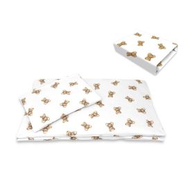 Lenjerie patut cu 3 piese, Qmini, Aurora, Pentru co-sleeper, Din bumbac certificat Oeko Tex Standard 100, Teddy Toys