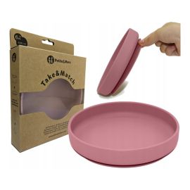 Farfurie, Petite&Mars, Take&Match, Din silicon, Cu ventuza, Fara BPA, 6 luni+, 400 ml, Roz