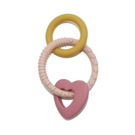 Jucarie dentitie, Petite&Mars Love, Din silicon fara BPA, Racire in frigider, Roz