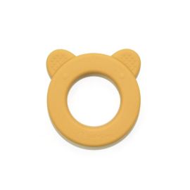 Jucarie dentitie si zornaitoare, Petite&Mars, 2 in 1, Din silicon fara BPA, 0 luni+, Urs, Ocru