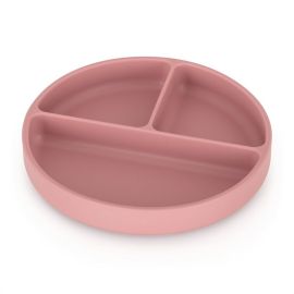 Farfurie compartimentata, Petite&Mars, Take&Match, Rotunda, Cu ventuza si 3 compartimente, Silicon, Fara BPA, 500 ml, 6 luni+, Roz