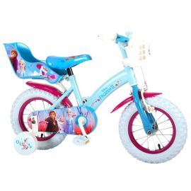 Bicicleta E&L Disney Frozen 12 inch, frana de mana pe ambele roti, scaun si ghidon reglabil, suport pentru papusi, cosulet pe ghidon, roti gonflabile