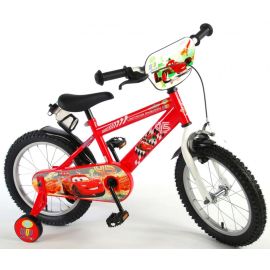 Bicicleta E&L Disney Cars 16 inch, frana de mana pe ambele roti, scaun si ghidon reglabil, sticla de apa, spite otel, roti gonflabile