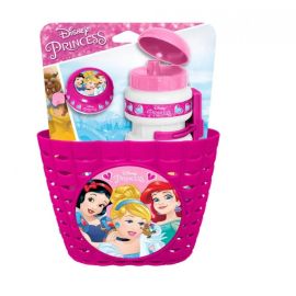 Set accesorii bicicletă, clopoțel, coș ghidon, sticlă apă, Disney Princess