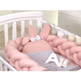 Jolie Protectie impletita pentru patut si Baby nest Pure Rose, 210*21 cm