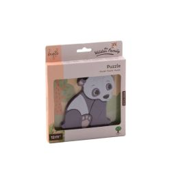 Puzzle, Joueco, Din lemn certificat FSC, Familia Wildies, Panda, 15x18.5 cm, 12 luni+ 4 piese, Multicolor