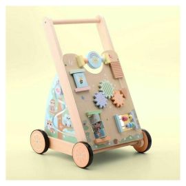 Antepremergator, Joueco, Cu activitati Familia Wildies, Din lemn certificat FSC, 53x33 cm, 12 luni+, Multicolor