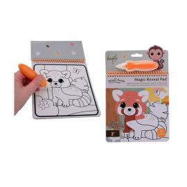 Set creativ de colorat, Joueco, The Wildies Family Magic Reveal, Cu instrument pentru desenat cu apa, 5 planse, 17x 17 cm, 3 ani+, Multicolor