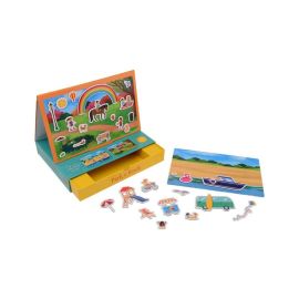 Set de joaca magnetic, Joueco, 30 de piese, Dezvolta abilitati motorii si imaginatia, Include cutie pentru depozitare si tabla de joc, 30 x 22 cm, Multicolor