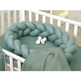 Jolie Protectie impletita pentru patut si Baby Nest Pure Salvia, 240*21 cm 