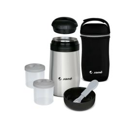 Termos, Jane, Din otel inoxidabil, 1000 ml, Fara BPA, Cu gentuta din izopren, Black