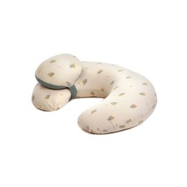 Perna pentru alaptare, Jane, Ergonomica, Cu husa detasabila si lavabila si pernuta suplimentara, Umpluta cu bilute din poliester, Botanic