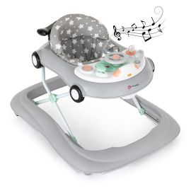 Premergator muzical, Petite&Mars, Cu panou interactiv si lumini Cabrio, Inaltime reglabila pe 3 pozitii, 6 luni+, Gri