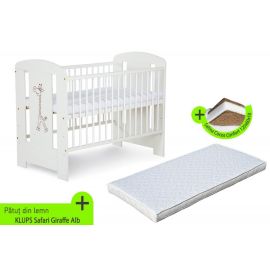 Patut KLUPS Safari Giraffe Alb + Saltea 10 Mykids Confort II