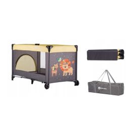 Patut pliant, Petite&Mars, Cu un nivel, Cu intrare laterala cu fermoar, 2 roti, 120x60 cm, Conform cu standardele europene de securitate EN 716-1:207+AC:2019, EN 716-2:2017, EN 71-3:2019, Leut Galben