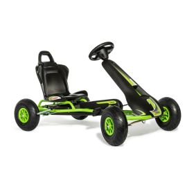 Kart AR8G Air Racer, verde, scaun ajustabil, functie "free-wheel", roti pneumatice cu rulmenti, frana de mana, volan cu sunete, 111 X 72 X h66 cm