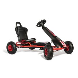 Kart AR8R Air Racer, rosu, scaun ajustabil, functie "free-wheel", roti pneumatice cu rulmenti, frana de mana, volan cu sunete, 111 X 72 X h66 cm