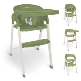 BabyGo - Scaun de masa 3 in 1 transformabil Levels Khaki