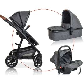 BabyGo - Carucior 3 in 1 Simplex, Grey Melange