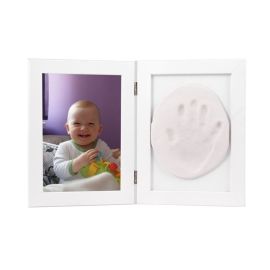 Kit mulaj, Baby HandPrint, Memory Frame, Cu rama foto 13x18 cm, Non-toxic, Conform cu standardul european de siguranta EN 71-3:2019, Alb