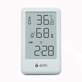 Termometru si higrometru digital de camera, ceas cu alarma, memorie, suport expandabil, alb, AirBi FRAME BI1051