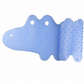 Covoras de baie, Bocioland, Antiderapant, Cu ventuze, Silicon, 33 x 90 cm, Crocodile Blue