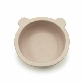 Castron cu urechi de ursulet, Bocioland, Cu ventuze, Silicon, Fara BPA, 6-36 luni, Light Beige