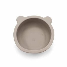 Castron cu urechi de ursulet, Bocioland, Cu ventuze, Silicon, Fara BPA, 6-36 luni, Dark Beige